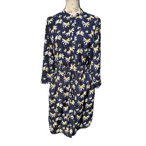 Banana Republic Floral Daisy Print Long Sleeve Midi Shirt Dress - Women's‎ Small